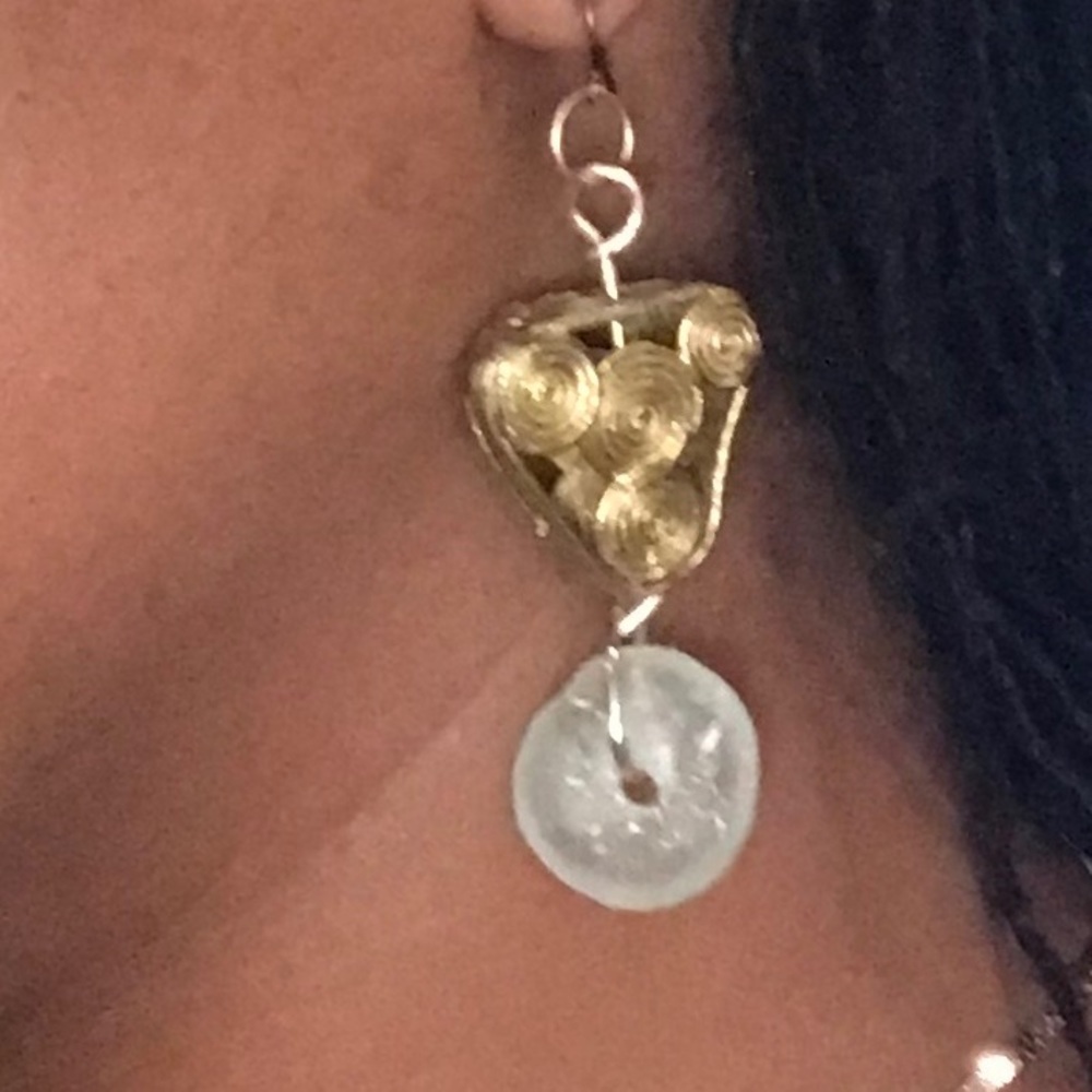 African glass bead n brass